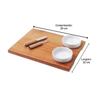 Petisqueira 29x22cm Retangular Com 2 Cumbucas, 1 Espátula e 1 Garfo Petisco